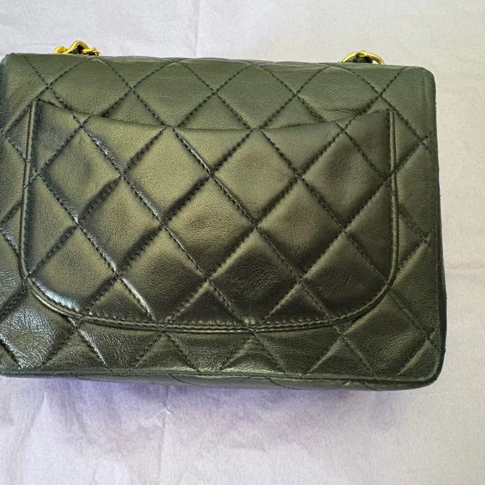 CHANELVINTAGE NAVY QUILTED LAMBSKIN MINI FLAPBAG - Picture 10 of 14